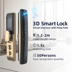 QA80 WiFi Smart Door Lock with Password, Card, Face Recognition, Fingerprint, Camera, and Doorbell for Wood or Aluminum Doors