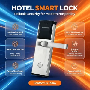 RFID Hotel Room Door Lock with Smart Card Key Handle and Management Software System