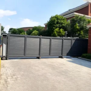 Remote Control Electric Trackless Sectional Folding Sliding Gate Black Aluminum Alloy for Community Yards