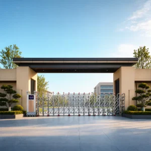 Remote Control Retractable Telescopic Aluminum Alloy Electric Gate for Public Facilities