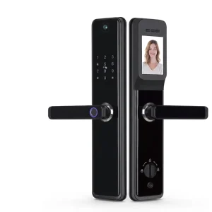 Remote-Control Smart Door Lock with Cat Eye Camera, Fingerprint, IC Card, Password, and IP Rating for Wood Doors