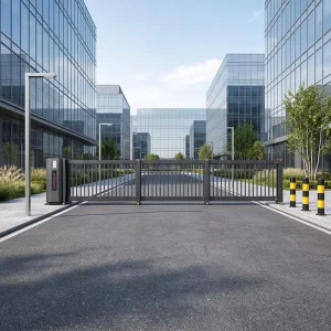 Remote-Control Trackless Aluminum Alloy Telescopic Sliding Gate for Campus Entrance
