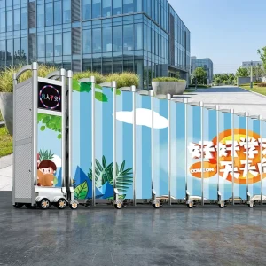 Remote Control Trackless Electric Telescopic Aluminum Alloy Security Gate for Primary School