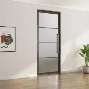 Residential Interior Steel Frame Swing Door 4 lite Interior Swing Glass Door