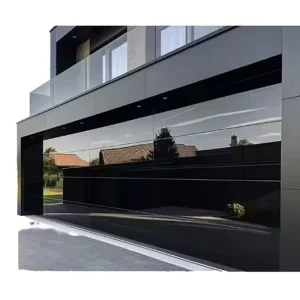 Residential Modern Electric Insulated Black Sectional Full View Mirrored Frameless Glass Garage Door