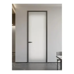 Residential Modern Minimalist Aluminum Swing Glass Door Ultra Slim Frame Interior Frosted Glass