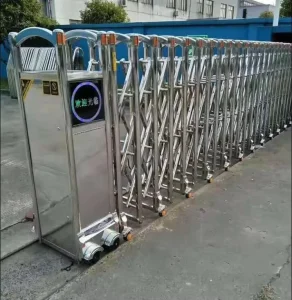 Retractable Electric Stainless Steel Security Gate with Automatic Anti-Collision for Supermarkets