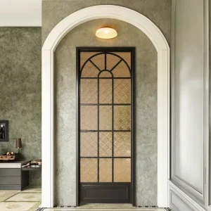 Retro French Aluminum Entry Door with Soundproof Insulated Glass Swing Doors for Living Room Bathroom