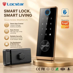 Rim Lock Electronic Digital Waterproof Outdoor Gate Lock with Fingerprint, Cloud, and WiFi
