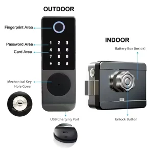 S812-4 Outdoor Lock Remote Unlock with Tuya TTlock App Fingerprint Code Card Key Smart Door Lock
