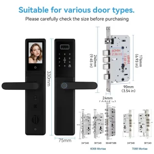 S859 Tuya WiFi Smart Lock with 3D Facial Recognition, Fingerprint, IC Card and Password Entry