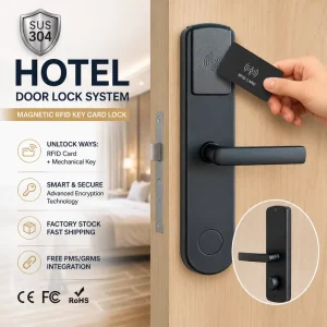 SUS304 Stainless Steel Smart Hotel Door Lock Magnetic Card Access Control PMS Software Factory Direct