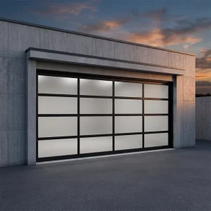 Sectional Garage Doors Smooth Pattern Automatic 9×8 Aluminum Alloy Glass Door Thermal Insulation Clear