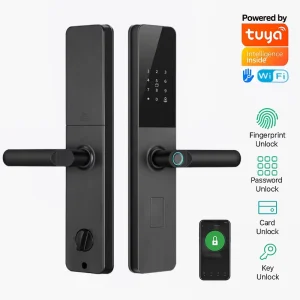 Security Digital Electric Handle WiFi Smart Door Lock with Keys and Fingerprint Recognition