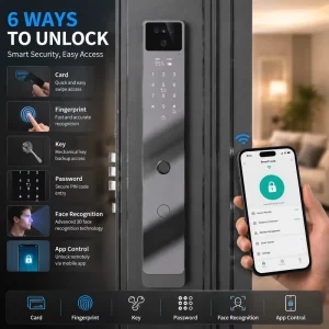Security Digital Keypad Face Recognition Smart Home App-Controlled WiFi Lock with Camera for Glass Doors