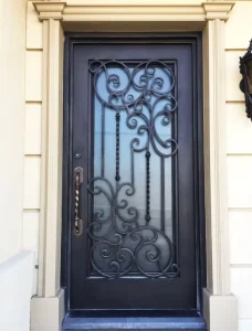 Security Iron and Glass Entry Door with Anti-Theft Waterproof Features for Interior/Exterior Use
