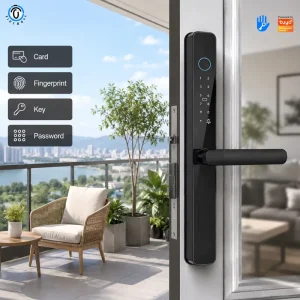 Security Screen Aluminum Fingerprint Biometric Keypad WiFi Cloud Smart Door Lock for Home Assistant