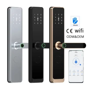 Security Wood Door Smart Lock Wi-Fi Aluminum Hotel Motel Home Digital Biometric Fingerprint Keyless Entry System