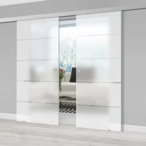 Semi-Automatic Soft-Closing Frameless Commercial Office Sliding Double Glass Door Set