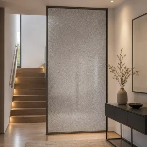 Silver Metallic Orange Peel Textured Partition Screen Room Divider Decorative Safety Wired Glass