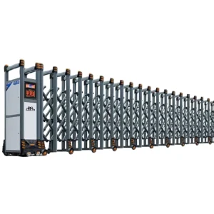 Silver Stainless Steel Automatic Telescopic Double Entrance Gate for Outdoor Use