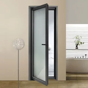 Simple Design Interior Door Aluminum Single Bathroom Door Swing Glass Internal Toilet Door With Lock
