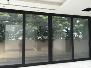 Single Clear Glass White Vinyl Horizontal Sliding Door