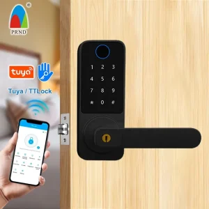 Single-Latch Electronic Smart Fingerprint Door Lock with Password for Homes and Apartments