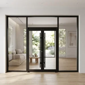 Sleek Minimalist Modern Aluminum Swing Door for Villa Balcony Interior Matching