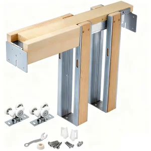 Sliding Door Hardware Rail Kit Steel Pocket Door Frame Accessory for Wooden Door