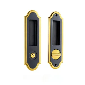 Sliding Door Lock with Key Coin Hole Entrance Handle for Bathroom and Keyed Passage Doors