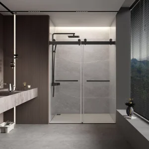 Sliding Glass Door Frameless Shower Enclosure Stainless Steel Rollers Tempered Safety Glass for Hotel Suite
