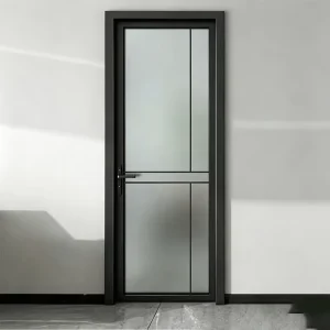 Slim Aluminum Swing Door Waterproof Anti-Mold Silent Oil-Sand Hollow Tempered Glass