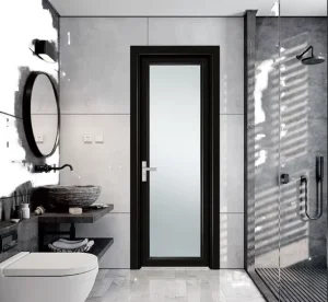 Slim Black Frame Frosted Glass Swing Shower Door Tempered Glass Bathroom Door Hotel Engineering Services Available