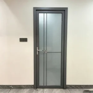 Slim Frame Aluminum Swing Door Silent Waterproof Anti-Mildew Hollow Tempered Glass for Modern Apartments