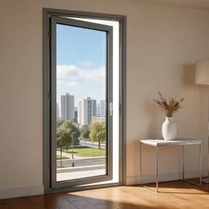 Slim Frame Anodized Aluminum French Door Modern Swing Door Balcony Patio Exterior Entry