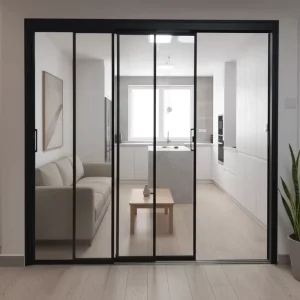 Slim Frame Double-Glazed Tempered Glass Sliding Door for Kitchen, Living Room, and Balcony