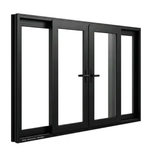 Slim Panoramic View Natural Light Modern Design Two Track Sliding Door Four Panel for Villa Balcony