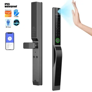 Slim Waterproof Smart Lock with Palm Vein, 3D Face and Fingerprint Recognition, for Aluminum Sliding Doors
