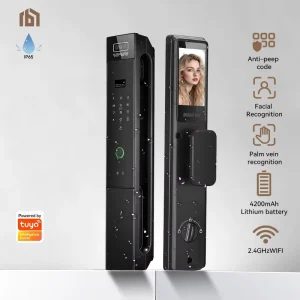 Smart Aluminum Alloy Door Lock for Wood Doors and Hotels with Facial Recognition, Video Calling and Cloud Storage
