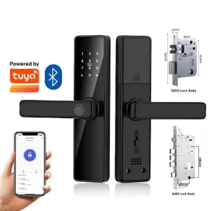 Smart Digital Door Lock Fingerprint 9 Languages Wood App Hotel Bedroom Home Security Cloud