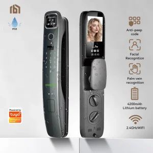 Smart Door Lock 3D Face Recognition Aluminum Alloy Build IP65 Waterproof Biometric Unlock App Control Steel Door Compatible