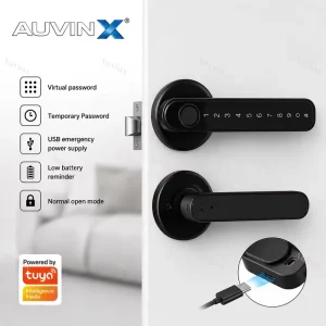 Smart Door Lock Bluetooth Fingerprint Password Card Key App Control Digital Handle Lever Lock