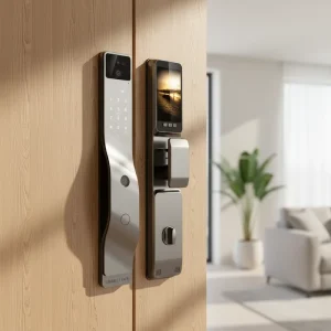 Smart Door Lock for Hotels with Cloud Storage, WiFi, and Camera for Wood Doors