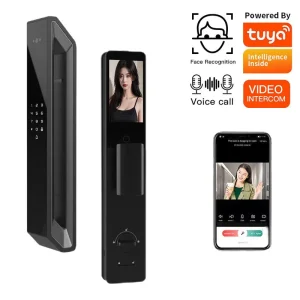 Smart Door Lock with 3D Face Recognition, Automatic Biometric Security, Aluminum Door Grade C, Camera, and Cloud Storage