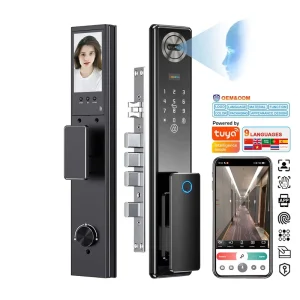 Smart Door Lock with CNC Palm Vein and 3D Face Recognition, WiFi App, Video Intercom, Fingerprint, and Camera