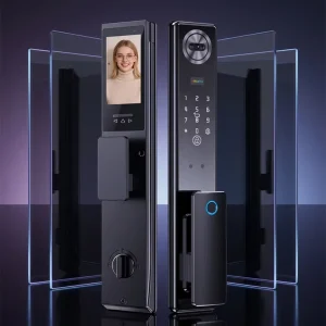 Smart Door Lock with Camera, Visual Intercom, Voice Changer, Remote Access, 3D Face Recognition, Palm Vein, Fingerprint, and Cloud Memory Card