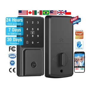 Smart Door Lock with Digital Card, Password, WiFi, Aluminum Zinc Alloy, for Home, Steel, Hotel, and Wood Doors