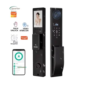 Smart Door with Video Intercom WiFi Biometric Face and Palm Vein Recognition Camera Smart Lock for Outdoor Doors
