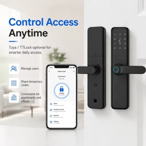 Smart Fingerprint Door Lock 5050 Mortise Biometric Fingerprint App WiFi Remote Control Keyless Aluminum Door Lock